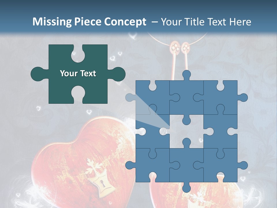 Two Hearts With A Key On A Blue Background PowerPoint Template