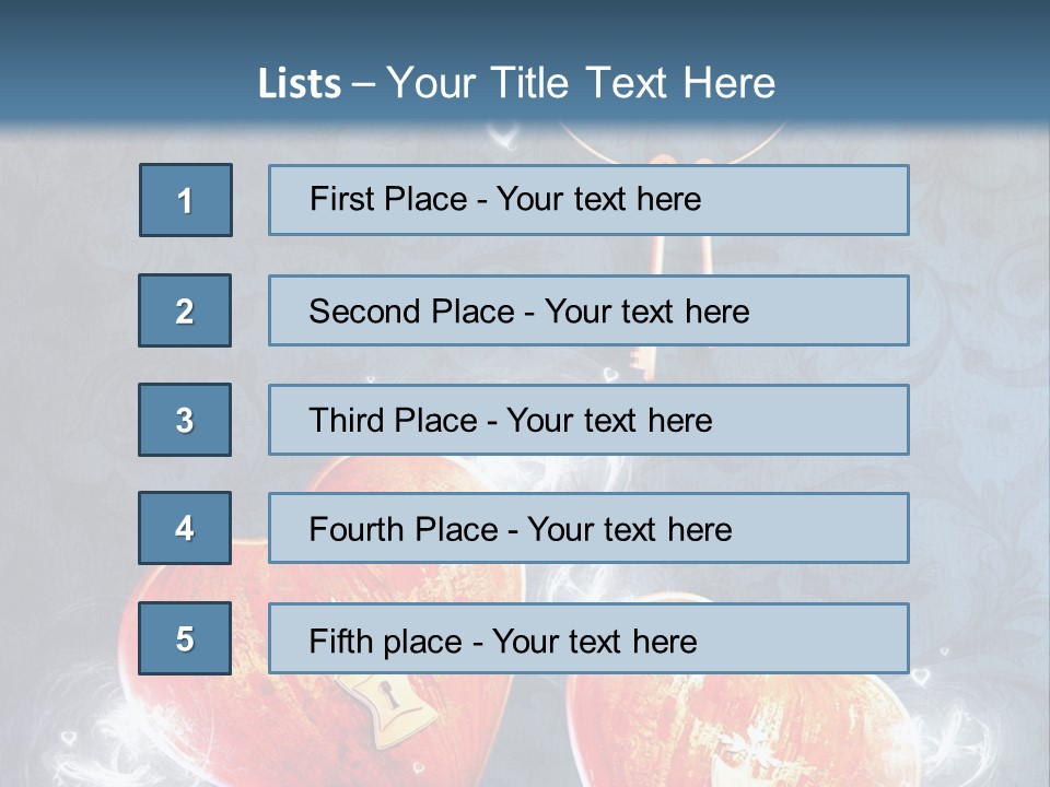 Two Hearts With A Key On A Blue Background PowerPoint Template