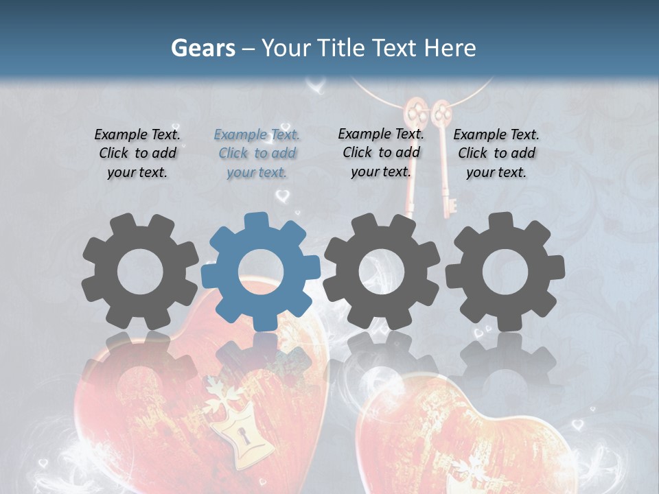 Two Hearts With A Key On A Blue Background PowerPoint Template