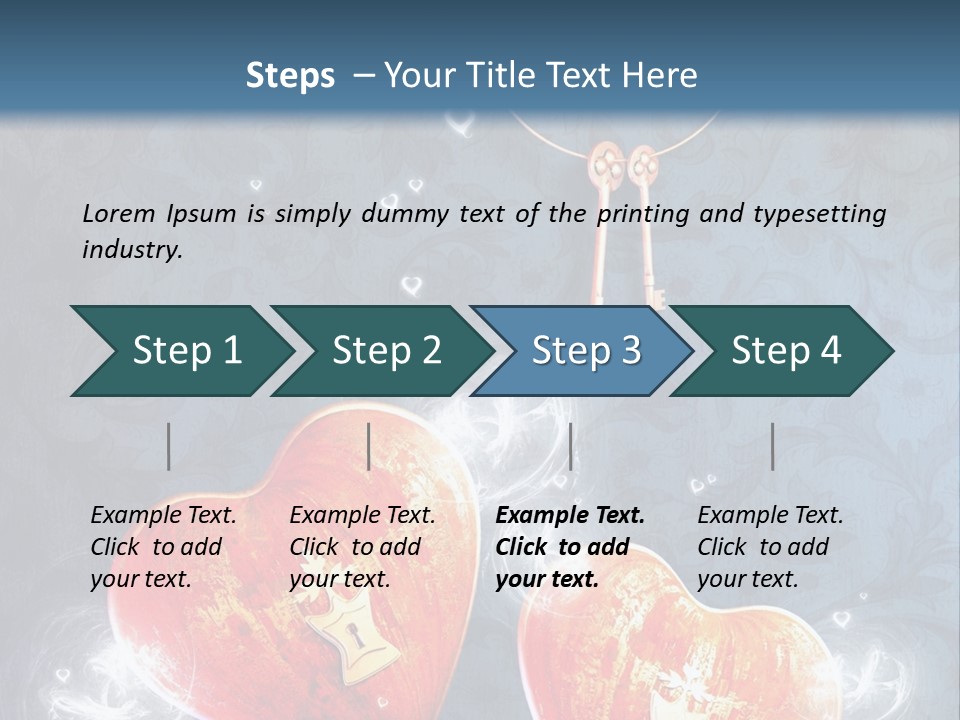 Two Hearts With A Key On A Blue Background PowerPoint Template