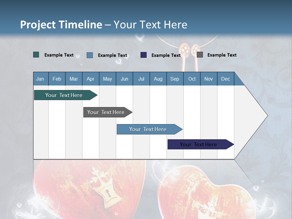 Two Hearts With A Key On A Blue Background PowerPoint Template