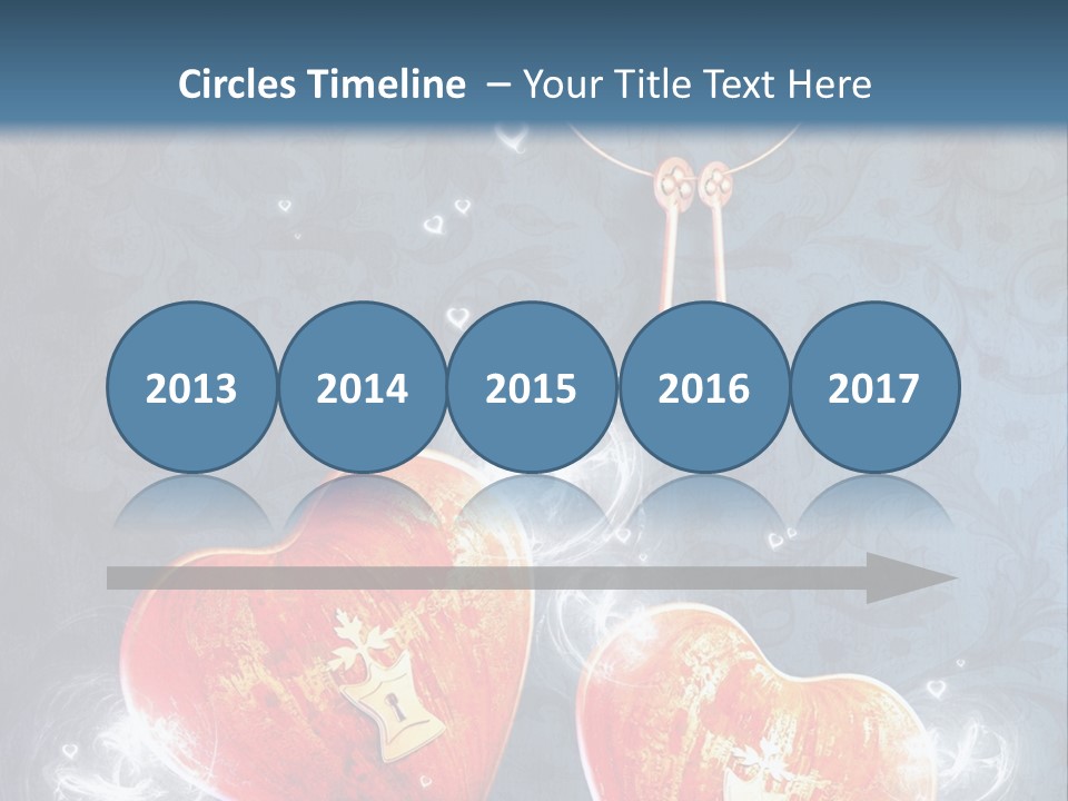 Two Hearts With A Key On A Blue Background PowerPoint Template