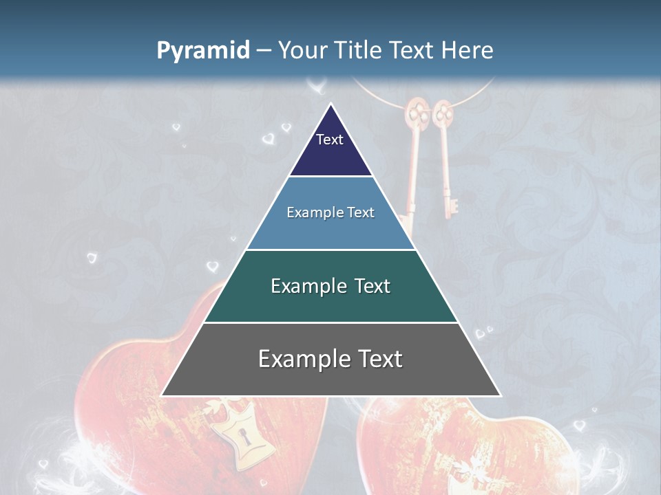 Two Hearts With A Key On A Blue Background PowerPoint Template