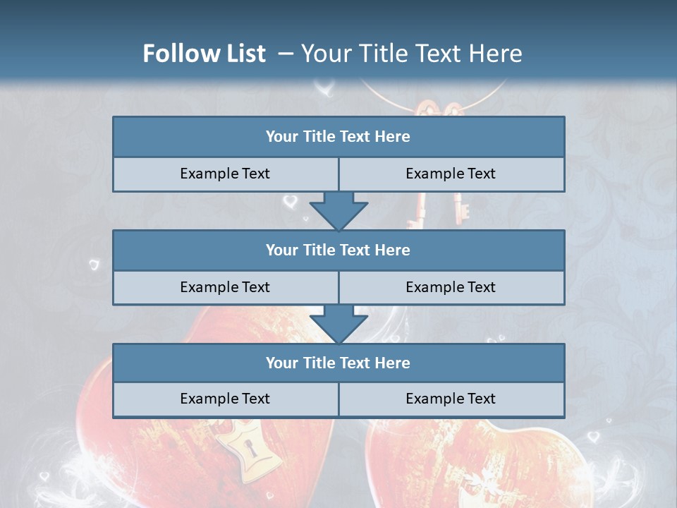 Two Hearts With A Key On A Blue Background PowerPoint Template