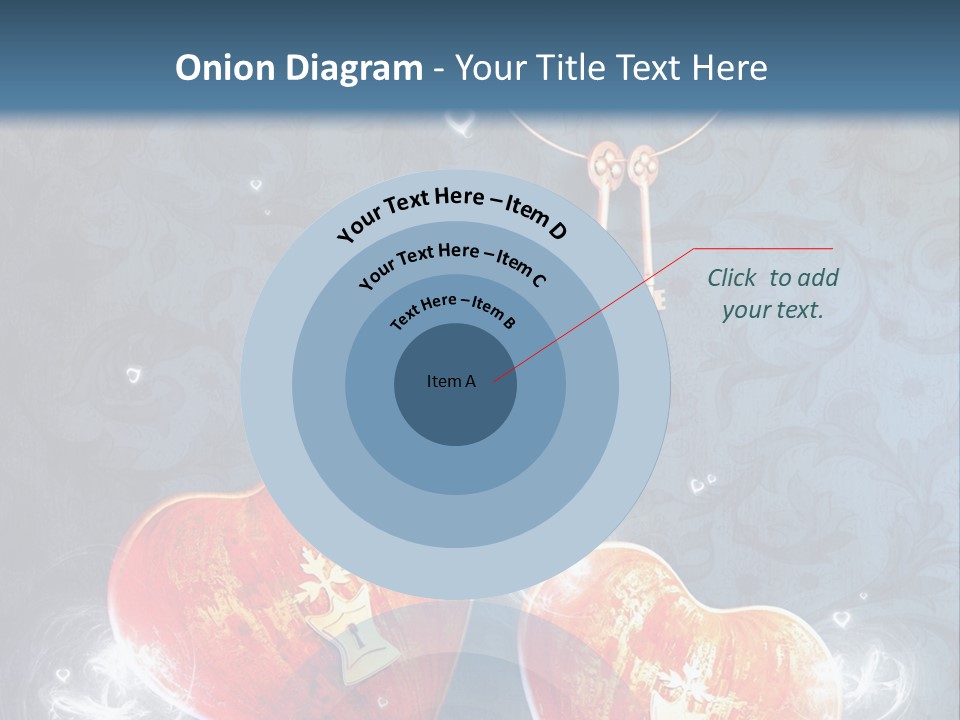 Two Hearts With A Key On A Blue Background PowerPoint Template