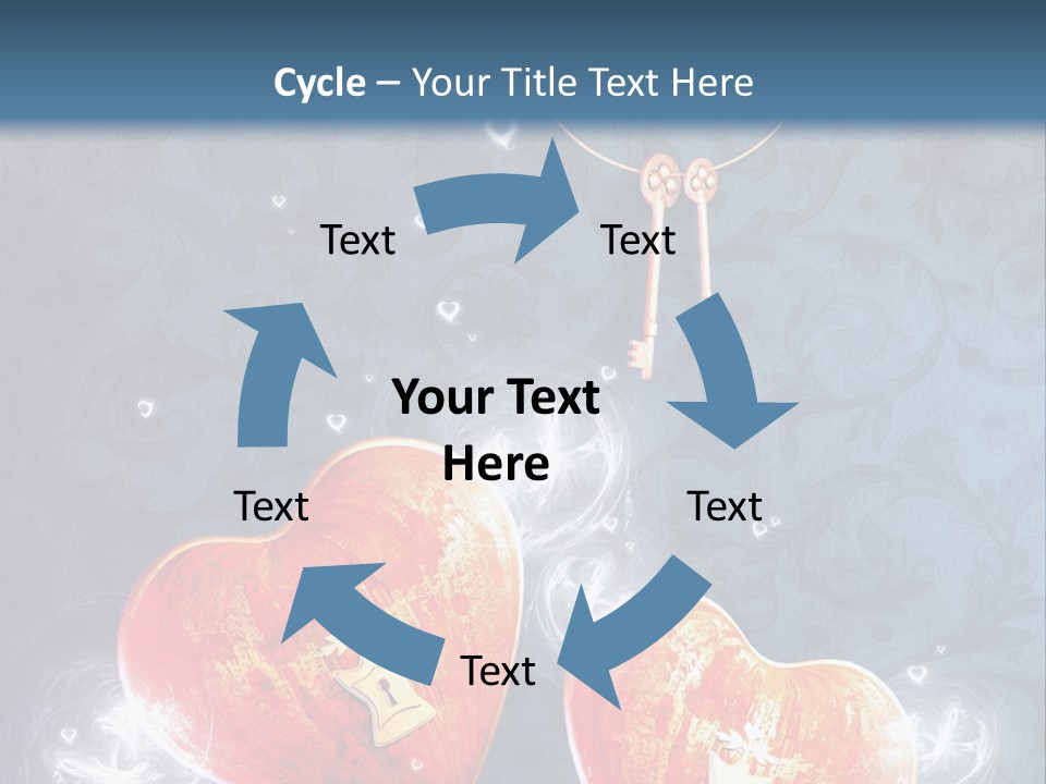 Two Hearts With A Key On A Blue Background PowerPoint Template