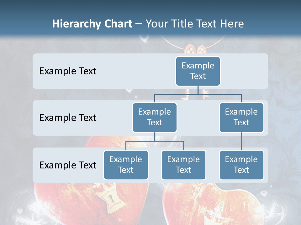Two Hearts With A Key On A Blue Background PowerPoint Template