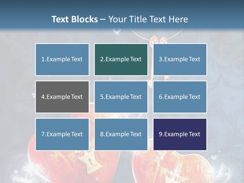 Two Hearts With A Key On A Blue Background PowerPoint Template