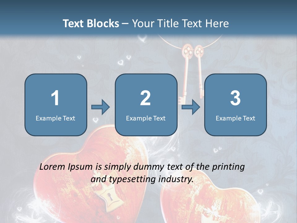 Two Hearts With A Key On A Blue Background PowerPoint Template
