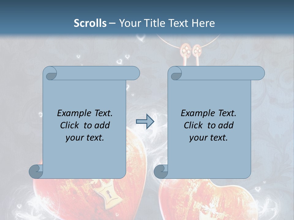 Two Hearts With A Key On A Blue Background PowerPoint Template