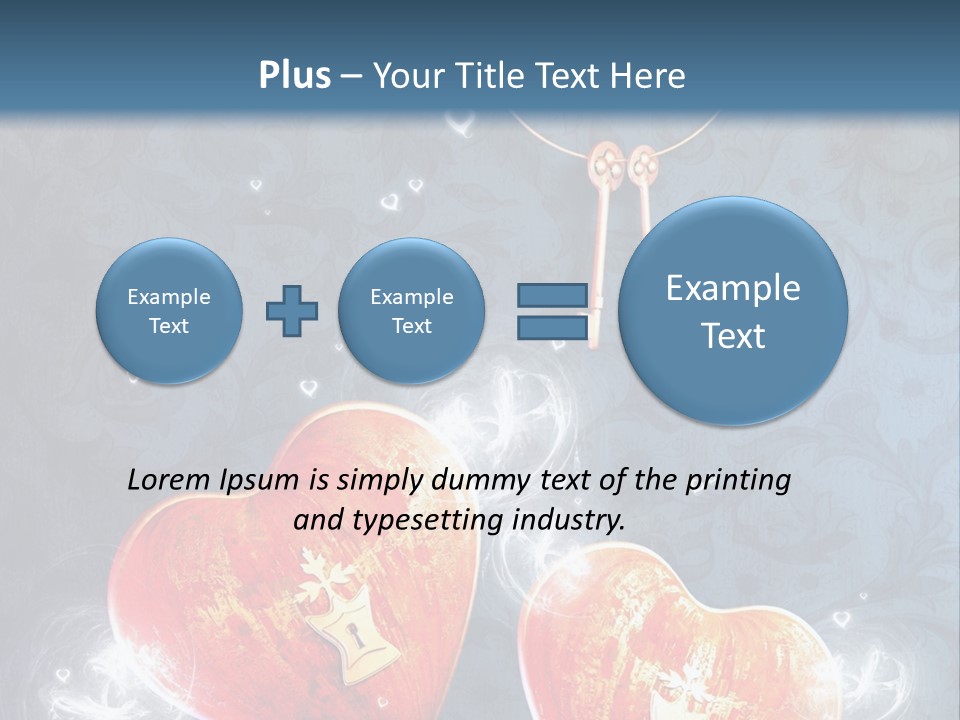 Two Hearts With A Key On A Blue Background PowerPoint Template