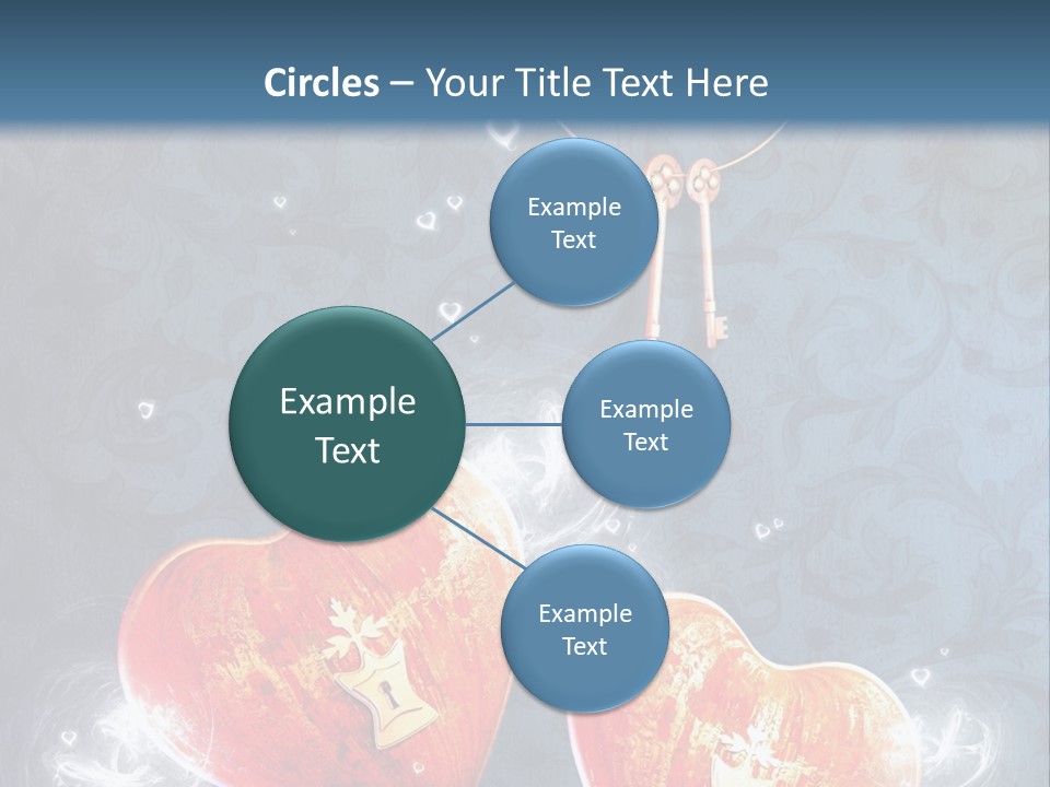 Two Hearts With A Key On A Blue Background PowerPoint Template