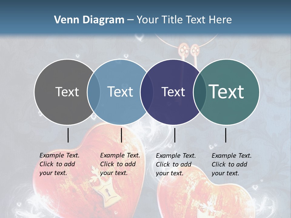 Two Hearts With A Key On A Blue Background PowerPoint Template