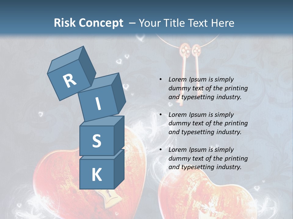 Two Hearts With A Key On A Blue Background PowerPoint Template