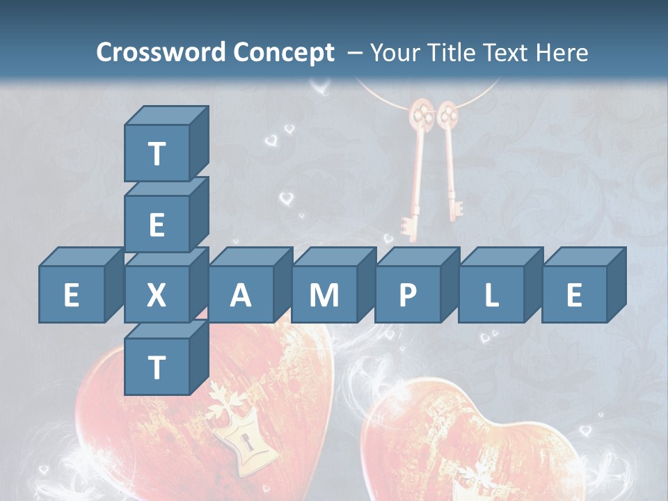 Two Hearts With A Key On A Blue Background PowerPoint Template