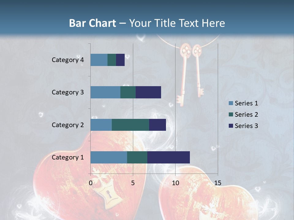 Two Hearts With A Key On A Blue Background PowerPoint Template