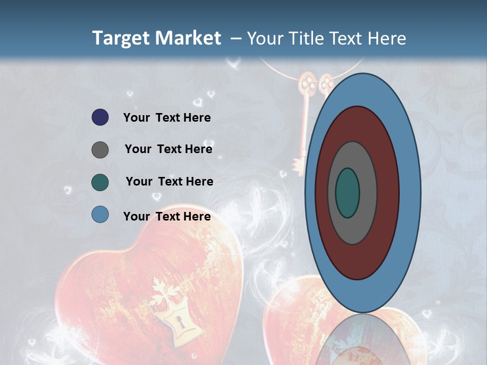 Two Hearts With A Key On A Blue Background PowerPoint Template