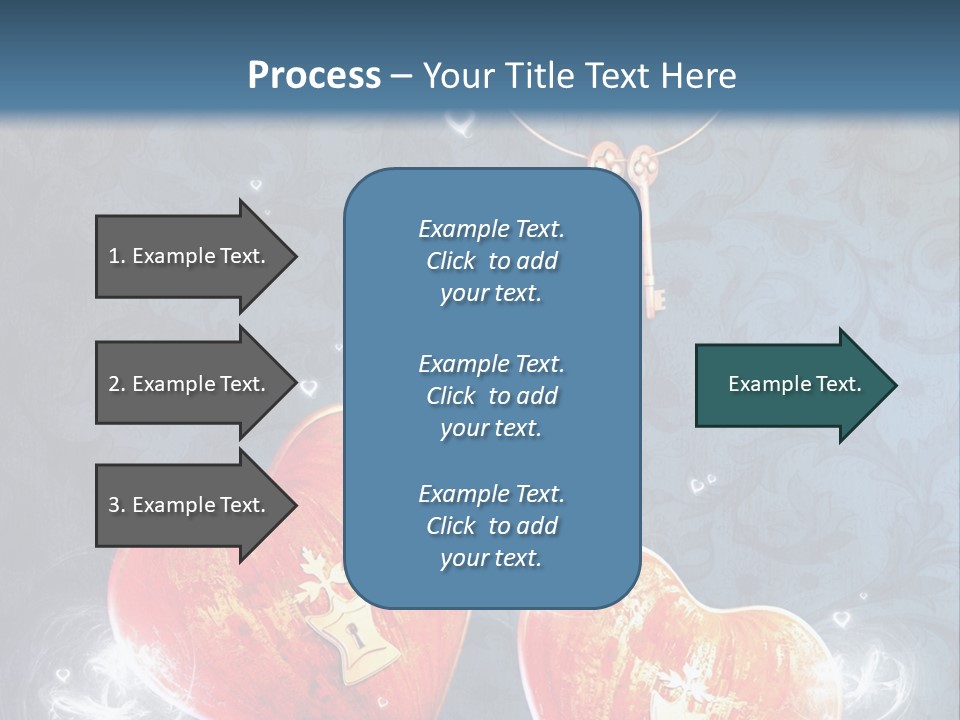 Two Hearts With A Key On A Blue Background PowerPoint Template