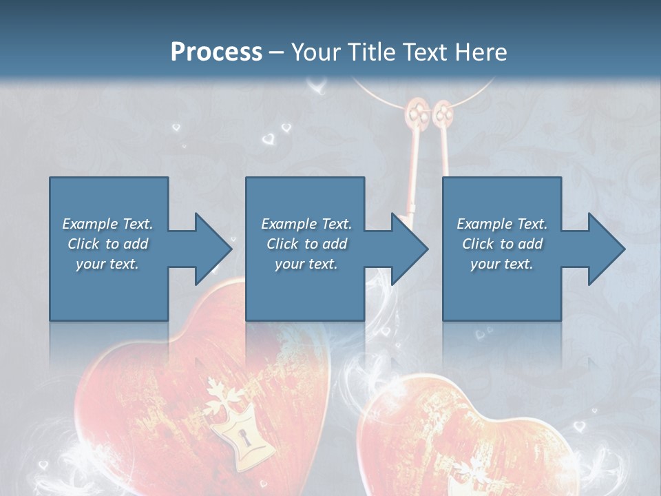 Two Hearts With A Key On A Blue Background PowerPoint Template