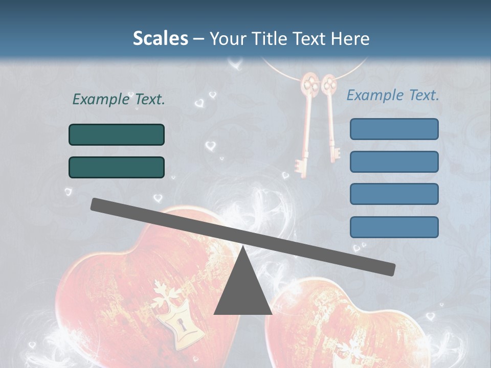 Two Hearts With A Key On A Blue Background PowerPoint Template