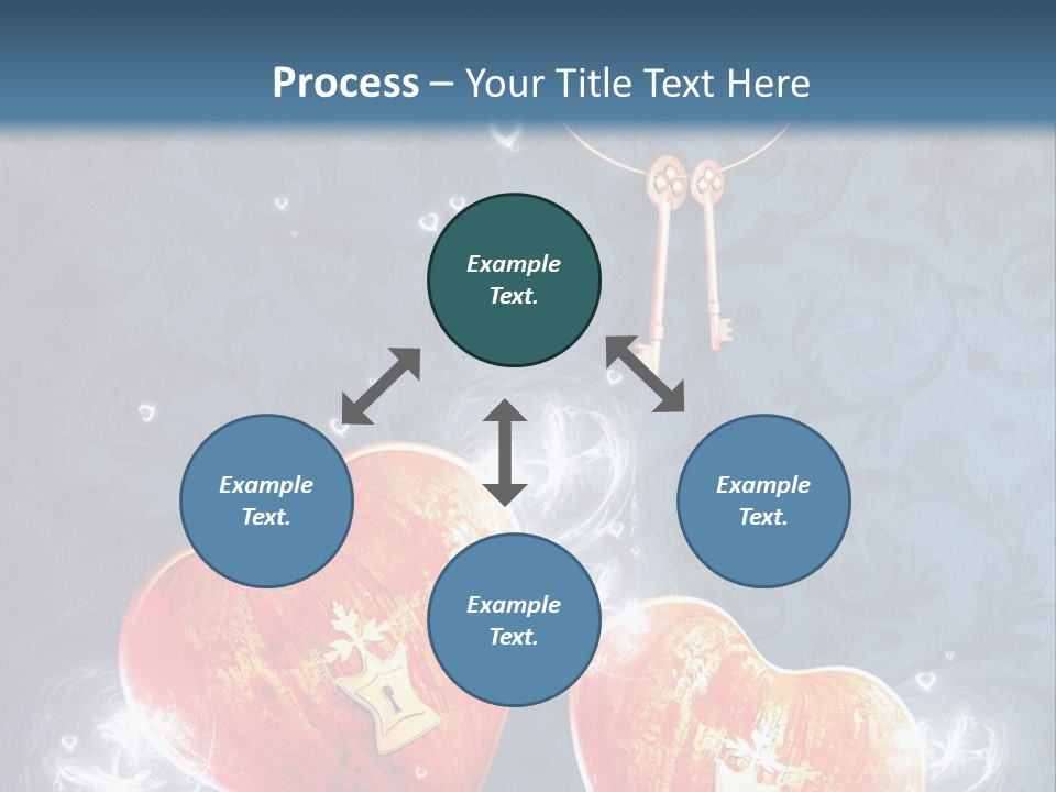 Two Hearts With A Key On A Blue Background PowerPoint Template