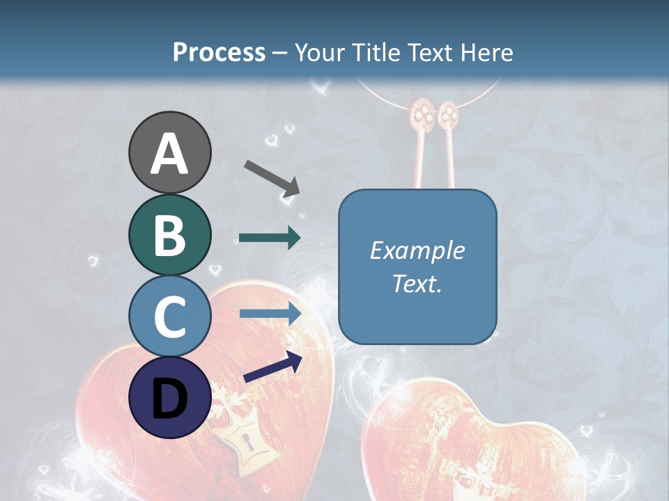 Two Hearts With A Key On A Blue Background PowerPoint Template