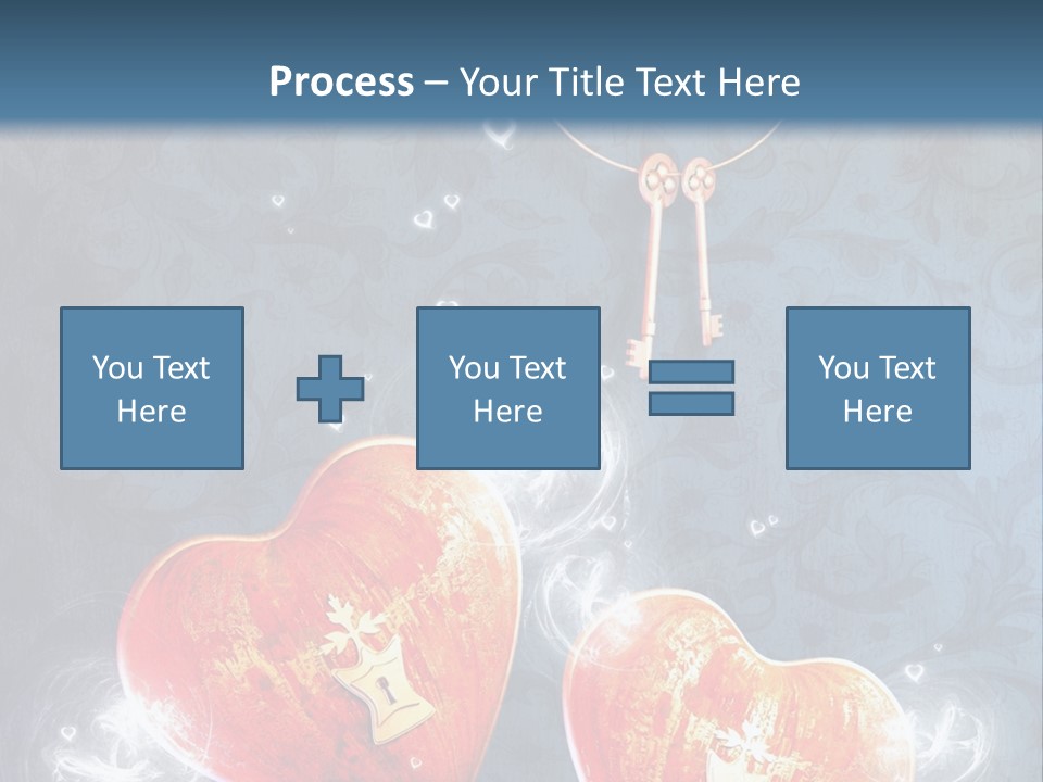 Two Hearts With A Key On A Blue Background PowerPoint Template