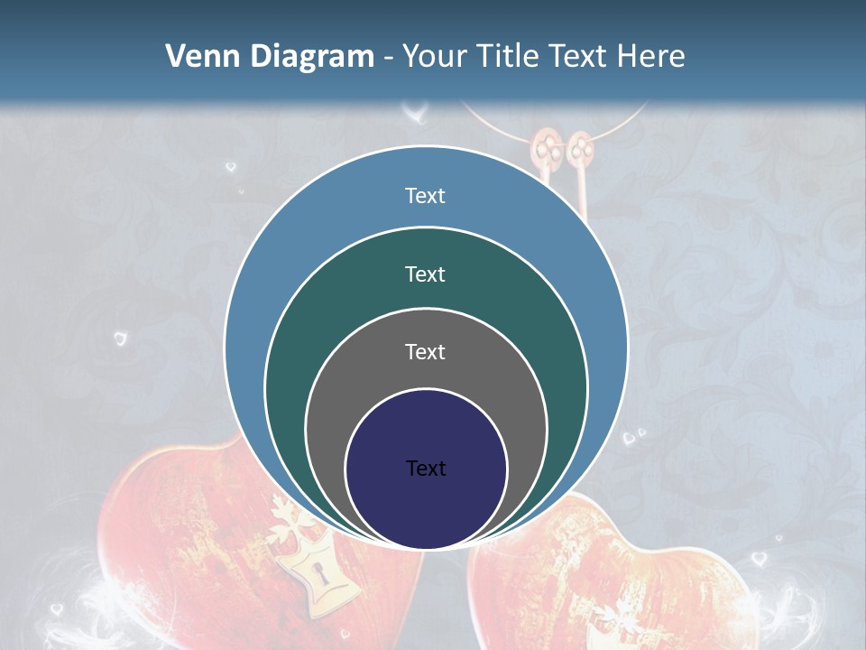 Two Hearts With A Key On A Blue Background PowerPoint Template