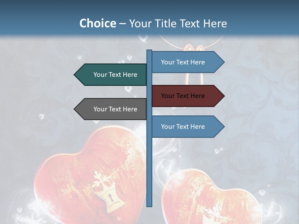 Two Hearts With A Key On A Blue Background PowerPoint Template