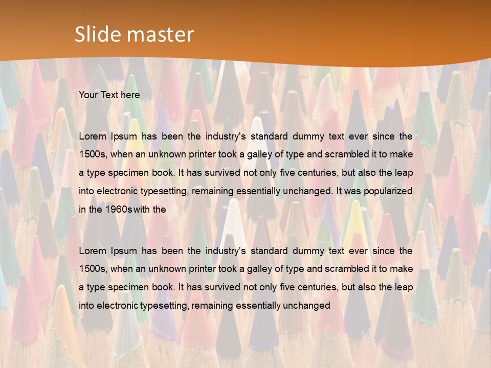 A Group Of Colored Pencils With A Brown Background PowerPoint Template