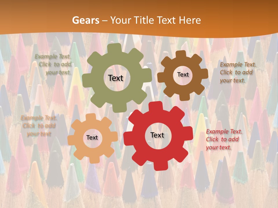 A Group Of Colored Pencils With A Brown Background PowerPoint Template