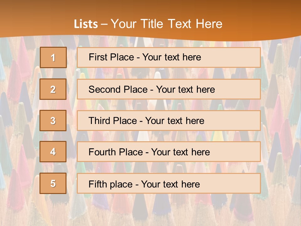 A Group Of Colored Pencils With A Brown Background PowerPoint Template