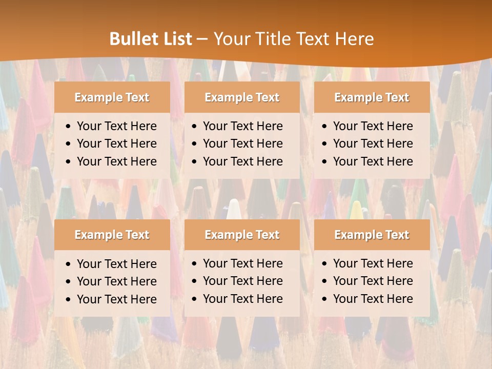 A Group Of Colored Pencils With A Brown Background PowerPoint Template