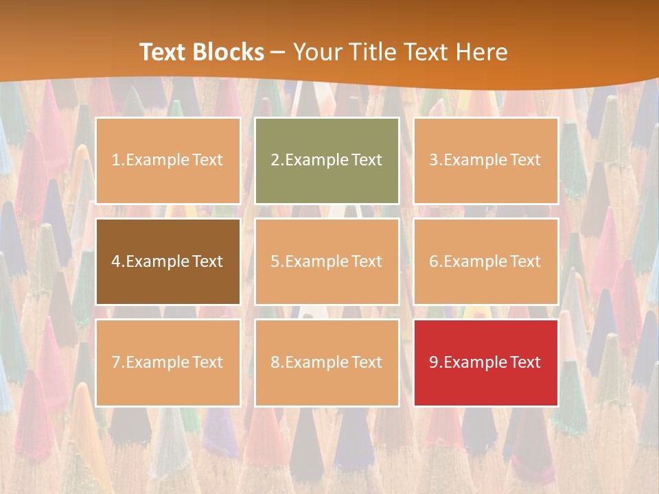 A Group Of Colored Pencils With A Brown Background PowerPoint Template
