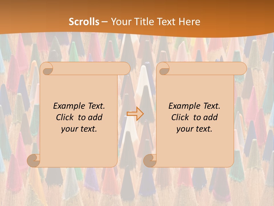 A Group Of Colored Pencils With A Brown Background PowerPoint Template