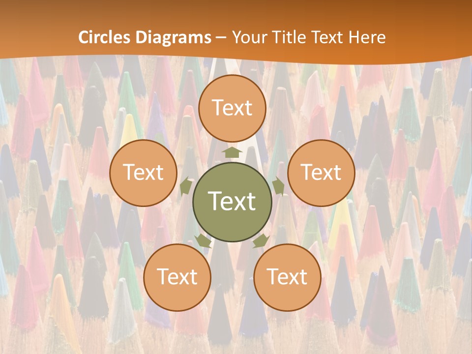 A Group Of Colored Pencils With A Brown Background PowerPoint Template