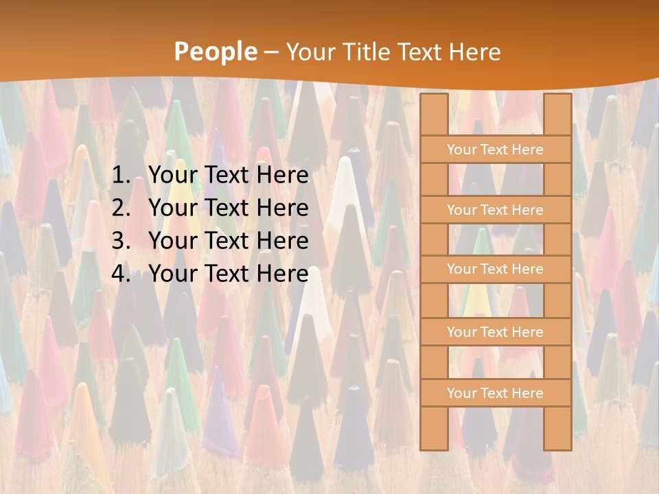 A Group Of Colored Pencils With A Brown Background PowerPoint Template