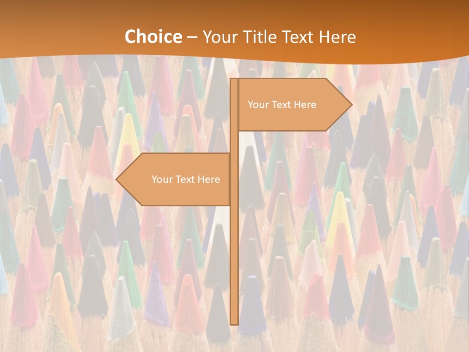 A Group Of Colored Pencils With A Brown Background PowerPoint Template