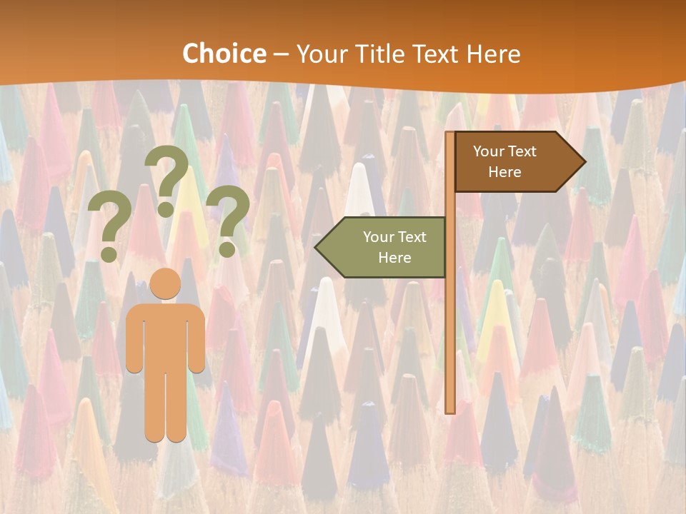 A Group Of Colored Pencils With A Brown Background PowerPoint Template