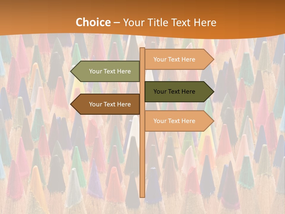 A Group Of Colored Pencils With A Brown Background PowerPoint Template