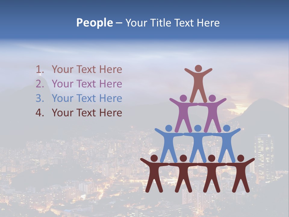 A Picture Of A City At Night With A Mountain In The Background PowerPoint Template