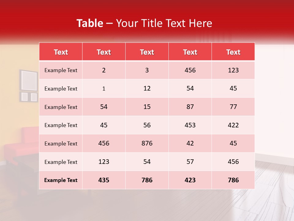 A Living Room With Yellow Walls And A Red Couch PowerPoint Template