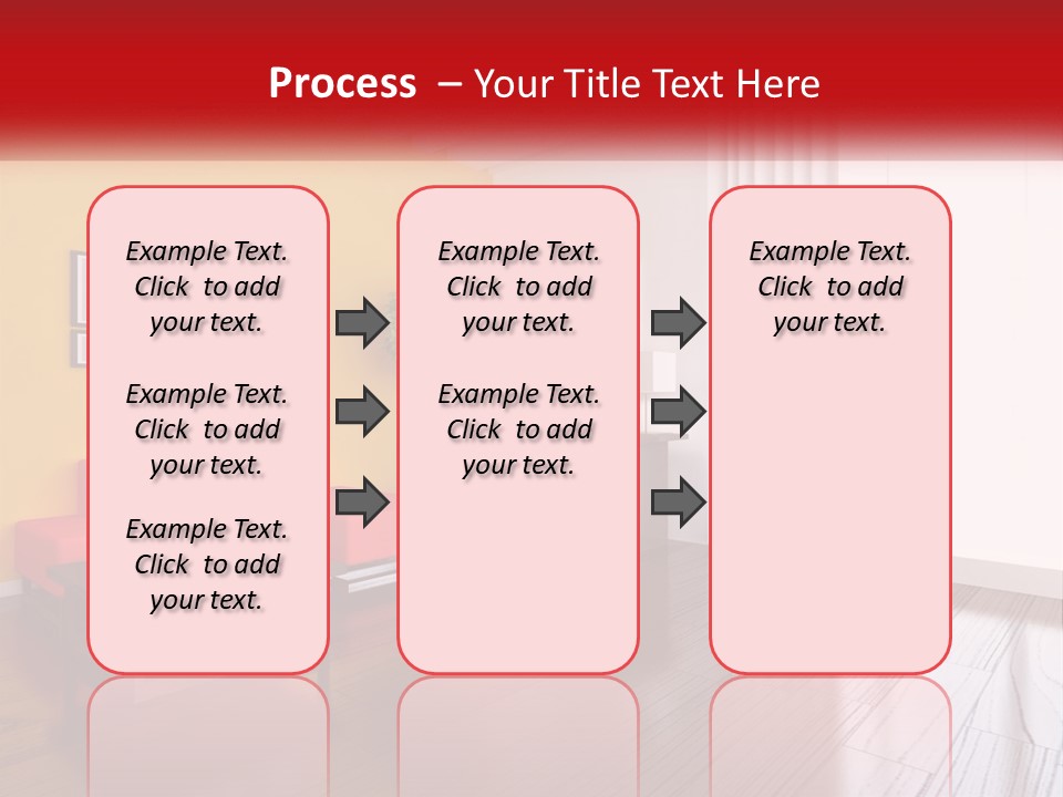 A Living Room With Yellow Walls And A Red Couch PowerPoint Template