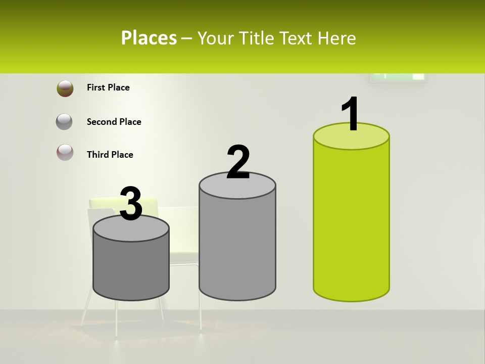 A Green Chair Sitting In Front Of A White Wall PowerPoint Template