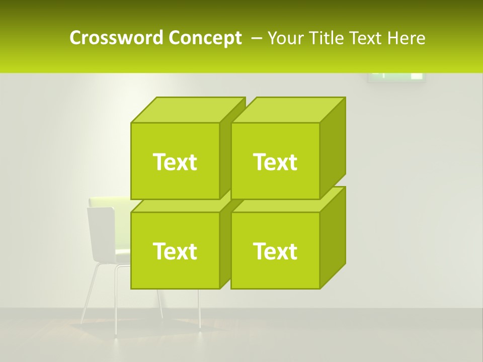 A Green Chair Sitting In Front Of A White Wall PowerPoint Template