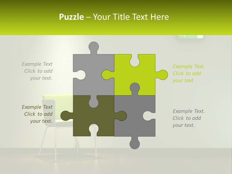 A Green Chair Sitting In Front Of A White Wall PowerPoint Template