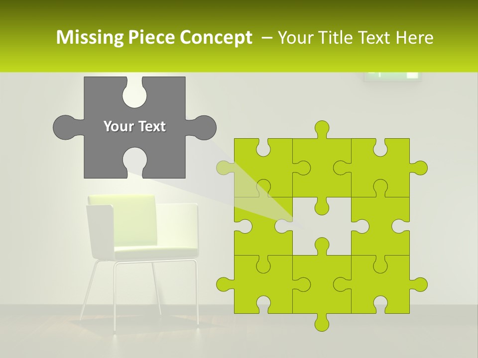 A Green Chair Sitting In Front Of A White Wall PowerPoint Template