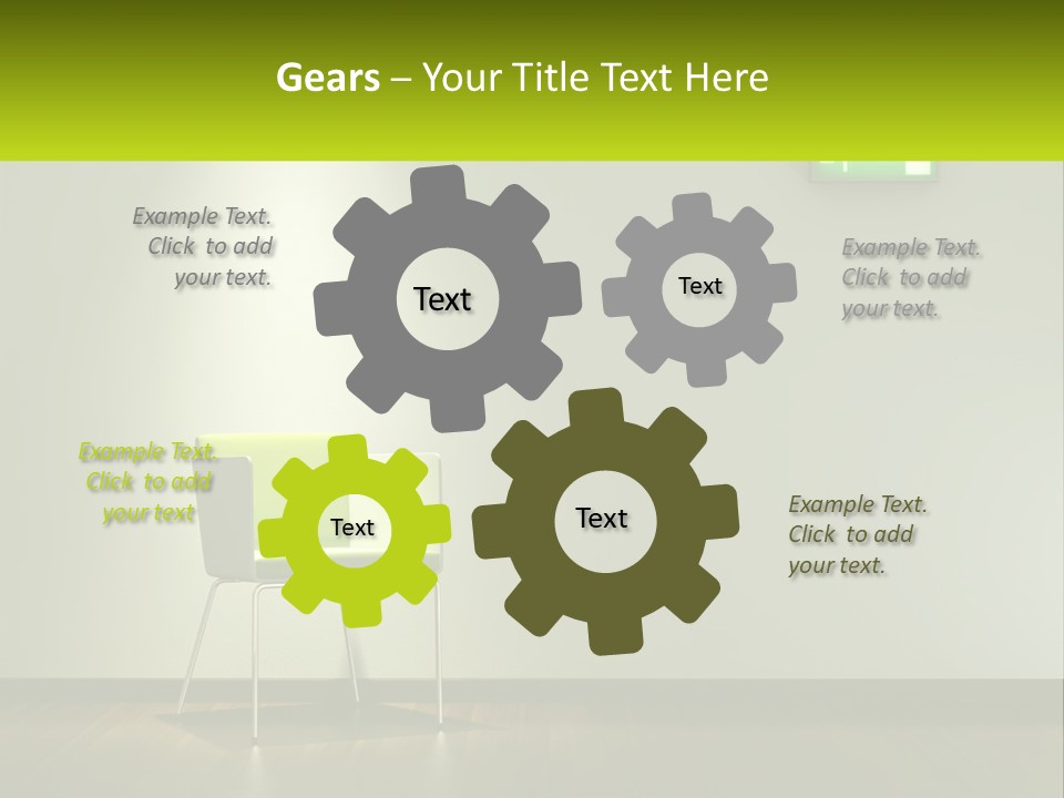 A Green Chair Sitting In Front Of A White Wall PowerPoint Template