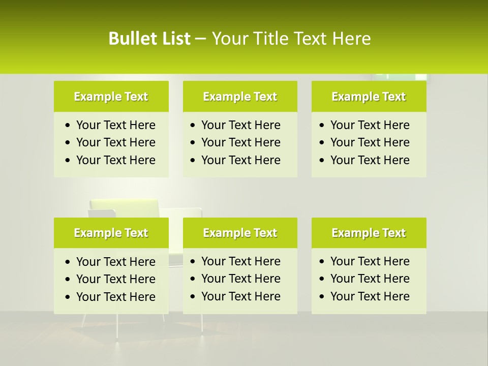 A Green Chair Sitting In Front Of A White Wall PowerPoint Template