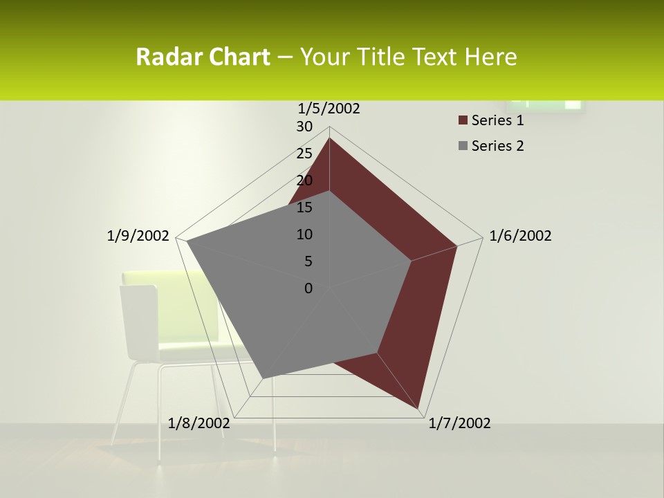 A Green Chair Sitting In Front Of A White Wall PowerPoint Template